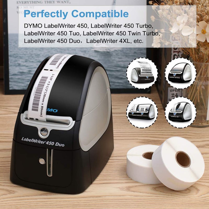 COLORWING 12 Rolls 1-1/8"" x 3-1/2"" Barcode Label Compatible Dymo 30252 Address Labels, 28mm x 89mm, Work with Dymo LabelWriter 450, 450 Turbo, 4XL, 400 Printers(4200 Labels) - Image 3